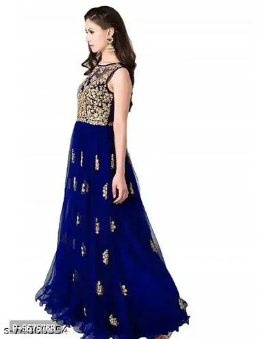 Stylish Net Embroidered Round Neck Gown For Women-thumb2