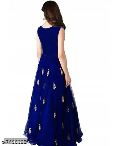 Stylish Net Embroidered Round Neck Gown For Women-thumb3