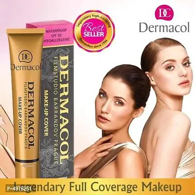 Combo of Concealer Palette Foundation Face and Body Loose powder illuminator Face serum Dermacol Concealer compact Fixer Primer Remover 2 Liquid Lipstick 2 Eyelashes-thumb2