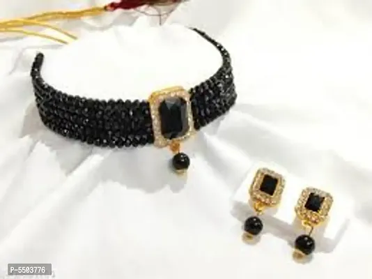 Fashionable Crystal Beads Choker Necklace Set-thumb2