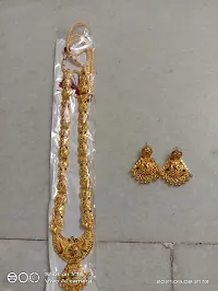 Golden Brass Long Necklace Set-thumb2