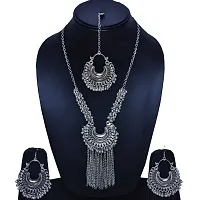 Silver Oxidized Alloy Jewellery Set-thumb1