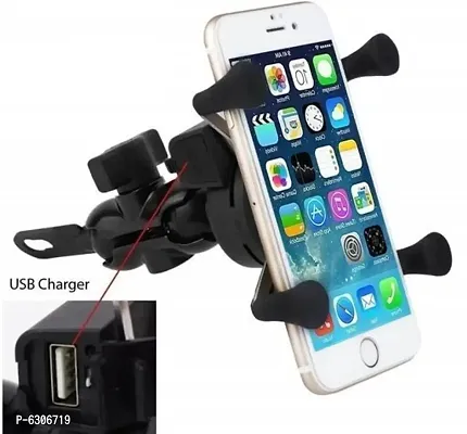 X-Grip Mobile Phone Holder with USB Charger Bike Mobile Holder Bike Mobile Holder-thumb0