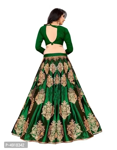 Green Taffeta Silk Embroidered Lehenga Cholis For Women-thumb3