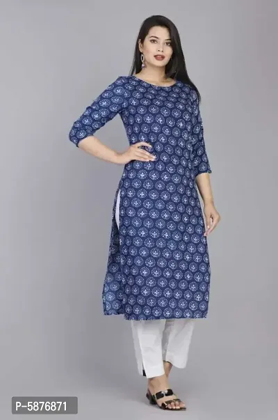 Womens Printed Straight Purple Cotton Kurtas-thumb3