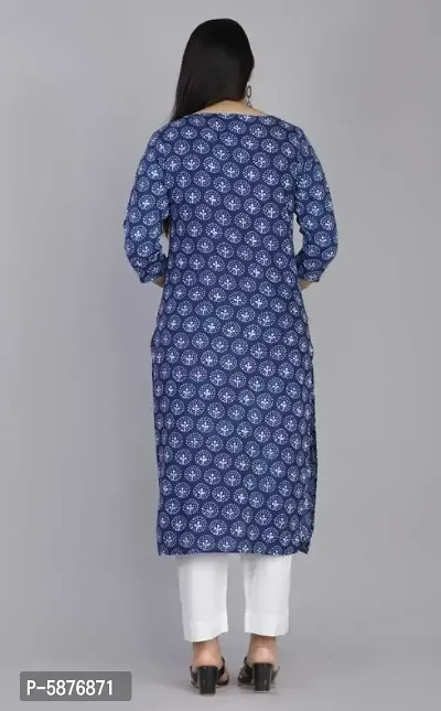 Womens Printed Straight Purple Cotton Kurtas-thumb4