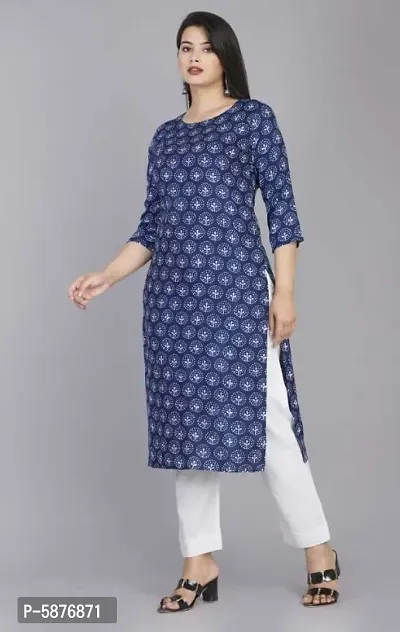 Womens Printed Straight Purple Cotton Kurtas-thumb5