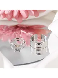 Stunning Silver Butterfly For Engagement Matching Wrap Couple Finger Rings For Women And Men-thumb2