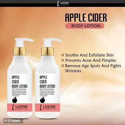 Luster Cosmetics Apple Cider Body Lotion  Enriched with Aloe Vera and Jojoba 300ml -Pack of 2