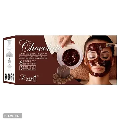 Luster Chocolate Facial kit | 3 Single Use Facials Inside | Enriched With Cocoa Extracts | Helps Smooth and Soft | Skin Brightening and Instant Glow | Facial Kit For Women and Men | All Skin Types -120ml.