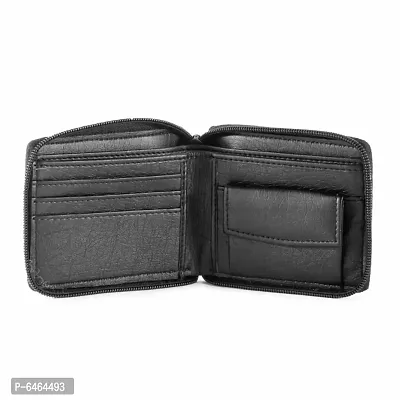 Artificial Genuine Leather Zipper Wallet for Men/Boy with Multiple Card Slots (BLK)-thumb2
