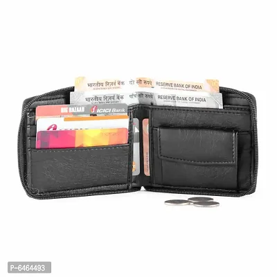 Artificial Genuine Leather Zipper Wallet for Men/Boy with Multiple Card Slots (BLK)-thumb3