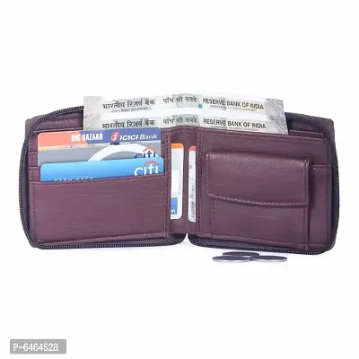 Artificial Genuine Leather Zipper Wallet for Men/Boy with Multiple Card Slots (BRN)-thumb5