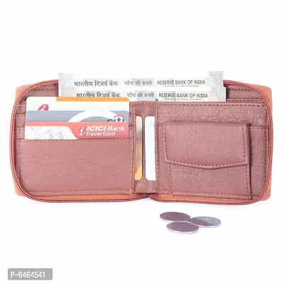 Artificial Genuine Leather Zipper Wallet for Men/Boy with Multiple Card Slots (TAN)-thumb4