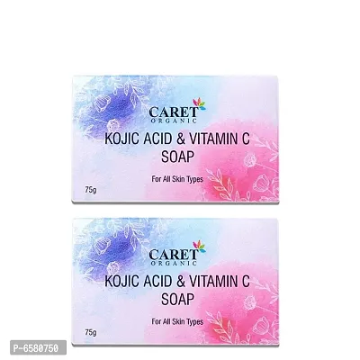 CARET ORGANIC Skin Lightening Soap with Kojic Acid, Vitamin C and Licorice Extract, Dermatologically Tested, Paraben Free - 75 Grams - Pack of 2-thumb0