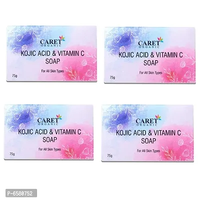 CARET ORGANIC Skin Lightening Soap with Kojic Acid, Vitamin C and Licorice Extract, Dermatologically Tested, Paraben Free -  75 Grams - Pack of 4