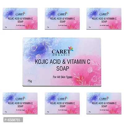 Caret Organic Skin Lightening Soap with Kojic Acid, Vitamin C and Licorice Extract | Dermatologically Tested, Paraben Free -  75 Grams - Pack of 7