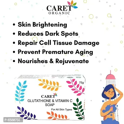 CARET ORGANIC Glutathione and Vitamin C Skin Whitening Soap for Dark Spot and Dead Skin Cell Removal, Dermotologically- Pack of 3 , 75 Grams-thumb5