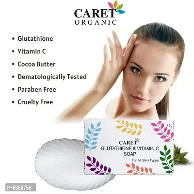 CARET ORGANIC Glutathione and Vitamin C Skin Whitening Soap for Dark Spot and Dead Skin Cell Removal, Dermotologically- Pack of 3 , 75 Grams-thumb3