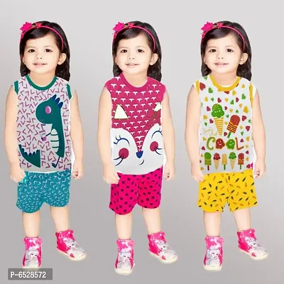 Crazyon Kids Sleeveless Set Dress Pack Of 3-thumb0