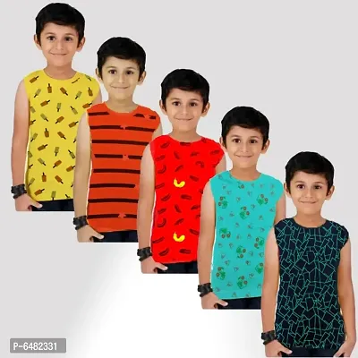 BOYS TOP SLEEVELESS T-SHIRTS PACK OF (5)