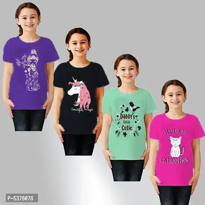 Girl Cotton Printed Top Pack of 4