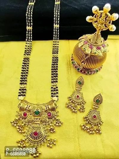 Golden Alloy Antiqique Jewellery Sets For Women-thumb0