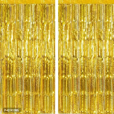 Gold Metallic Foil Curtains For Birthday Decorati-thumb0
