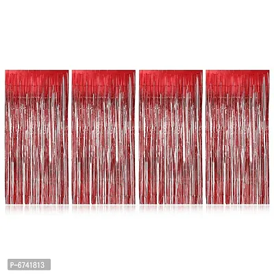 Trendy 3 Ft X 6 Ft 10 Inches Red Metallic Tinsel Foil Fringe Curtains For Birthday Marriage Engagement Bridal Shower Baby Shower Bachelorette Holiday Celebrati-thumb0