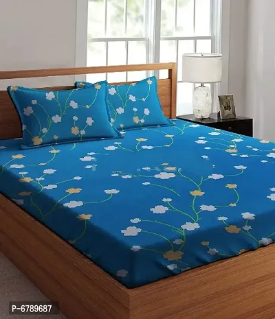 Stylish Fancy Glace Cotton Printed Multicoloured Double Bedsheet-thumb0