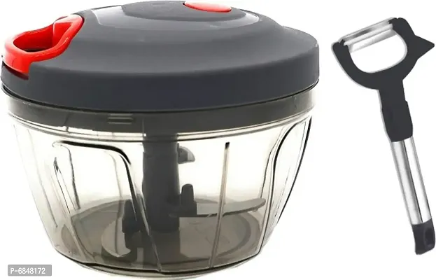 Sturdy Combo Of Black 450 Ml Chopper And Movable Peeler Vegetable  1 Chopper 1 Movable Peeler-thumb0