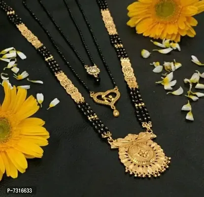 Traditional Brass Beads Work 30 Inch Long Mangalsutra And 18 Inch Short Mangalsutra For Women