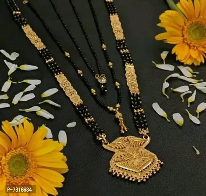 Traditional Brass Beads Work 30 Inch Long Mangalsutra And 18 Inch Short Mangalsutra For Women