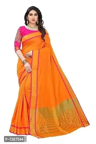 Elegant Cotton Saree Without Blouse Piece For Women-thumb0