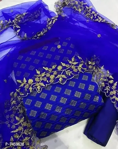 Trendy Banarasi Silk Dress Material with Dupatta For Women-thumb0