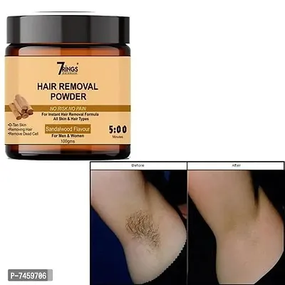 7Rings Botanics Hair Removal Powder For Removing Hairs And D-Tanning For Legs, Forearms,Chest,Back Sandalwood Flavour - Pack Of 3, 100 Grams Each