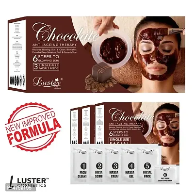 Luster Wine Facial Kit and Chocolate Facial kit | 3 Single Use Facials Inside | Skin Brightening and Instant Glow | Facial Kit For Women and Men | All Skin Types | Paraben and Sulfate Free 120g each-thumb2