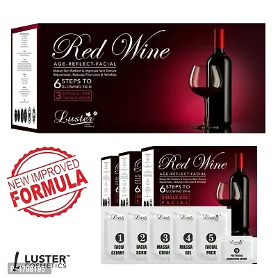 Luster Wine Facial Kit and Chocolate Facial kit | 3 Single Use Facials Inside | Skin Brightening and Instant Glow | Facial Kit For Women and Men | All Skin Types | Paraben and Sulfate Free 120g each-thumb3