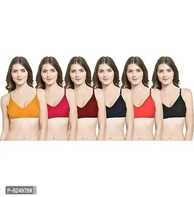 Beautiful Cotton Blend Non Padded Solid Wirefree Everyday Bras Combo For Women Pack Of 6