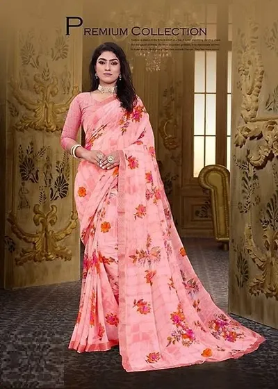 Stylish Fancy Soft Weightless Saree With Fancy Border And Print Saree With Blouse For Women