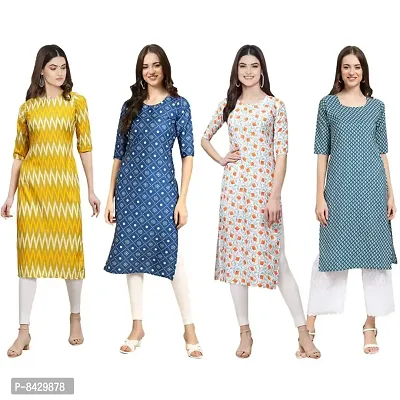 Stylish Fancy Crepe Digital Printed Straight Kurti Combo For Women Pack Of 4