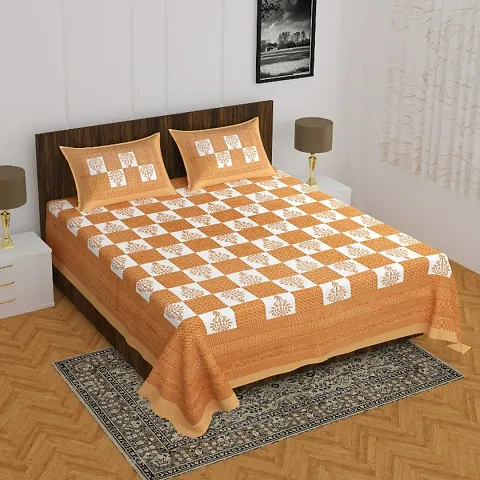 Geometric Printed Cotton Double Bedsheets