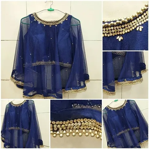 Designer Poncho Shrug Embroidered Stitched Blouse