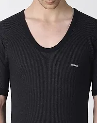 Stylish Black Cotton Blend Solid Round Neck Thermal Set For Men-thumb4