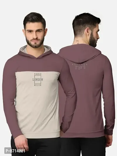 Trendy Front and Back Printed Full Sleeve / Long Sleeve Hooded Tshirt for Men