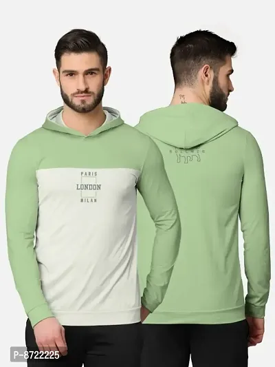 Trendy Front and Back Printed Full Sleeve / Long Sleeve Hooded Tshirt for Men