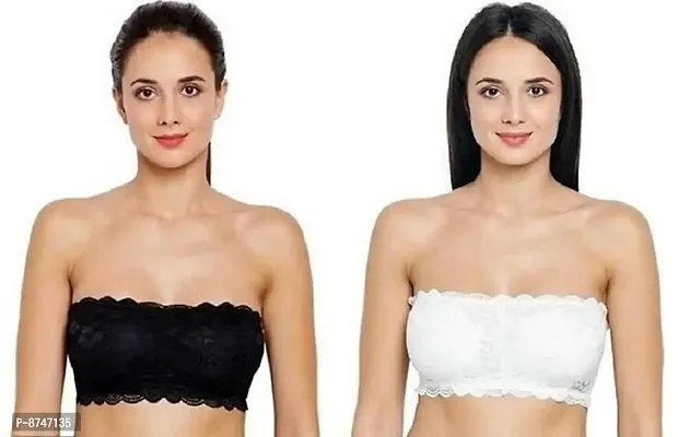 Stylish Cotton Hosiery Lace Lightly Padded Bras For Women- Pack Of 2
