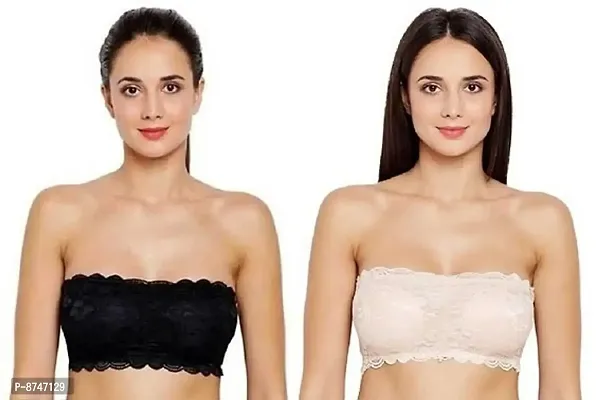 Stylish Cotton Hosiery Lace Lightly Padded Bras For Women- Pack Of 2-thumb0