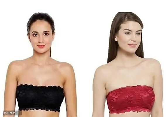 Stylish Cotton Hosiery Lace Lightly Padded Bras For Women- Pack Of 2