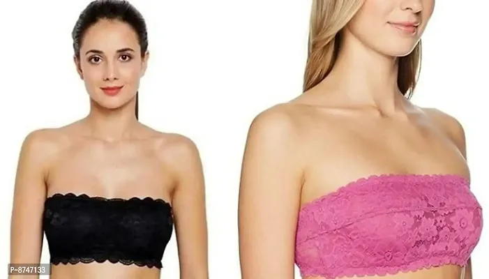 Stylish Cotton Hosiery Lace Lightly Padded Bras For Women- Pack Of 2